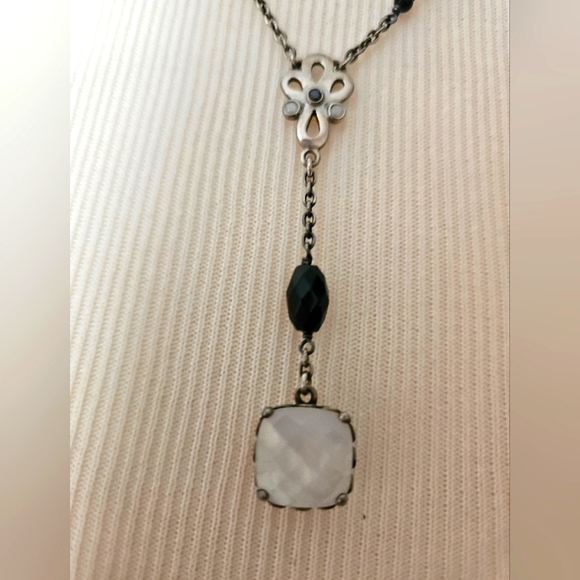 PANDORA Sincerity Sterling Silver Mother of Pearl Onyx Necklace & Earrings Set - Picture 4 of 9